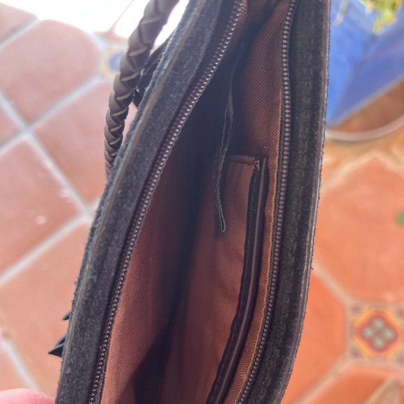 RALPH LAUREN Black Suede Fringed Bag w/Horse Charm - Picture 11 of 12